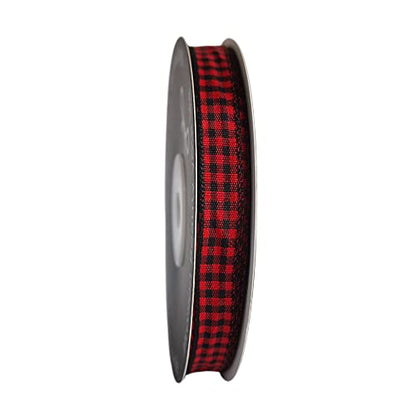 Red and Black Gingham Plaid Checked Ribbon 25 Yards Each Roll 100% Polyester (75 Foot)