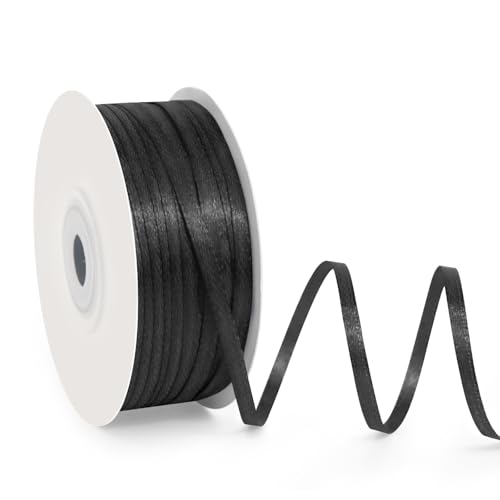 1 8" x 100 Yards Black Satin Ribbon Crafts Gift Wrapping