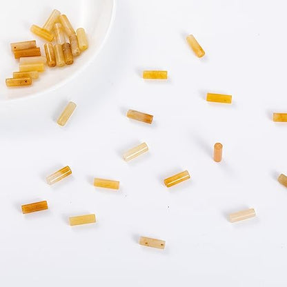 Natural Yellow Jade Cylinder Tube Beads 4x13mm 38cm (28 Count)