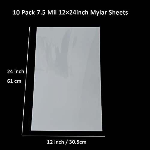 10 Pack 7.5 Mil Blank Stencil Sheets 12 x 24 inch Mylar Sheet Milky Translucent PET Blank Stencil Making Sheet Blank Mylar Templates for DIY Art Craft (10 Count)