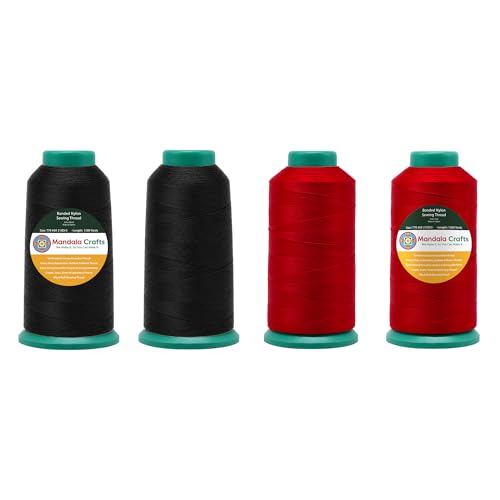 Size 69 210D T70 Black Red Bonded Nylon Thread (18000 Foot)