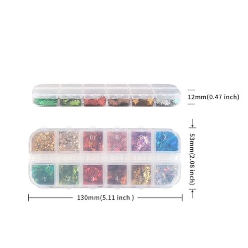 Thanksgiving Glitters Nails Sequins Fall Nail Glitter Sequins Autumn Maple Leaf Flakes Design Nails Charms Holographic Mixed Color 3D Confetti Maple Leaves Nails Glitter for Women (2 Ounce)
