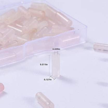 Natural Rose Quartz Crystal Cylinder Tube Beads 4x13mm 38cm (28 Count)