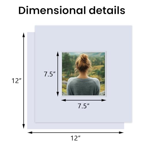 5 Pack Acid Free 12x12 White Picture Mats Board Kit for 8x8