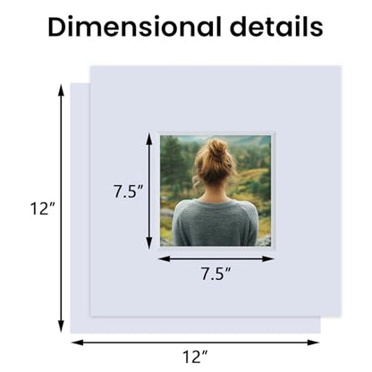 5 Pack Acid Free 12x12 White Picture Mats Board Kit for 8x8
