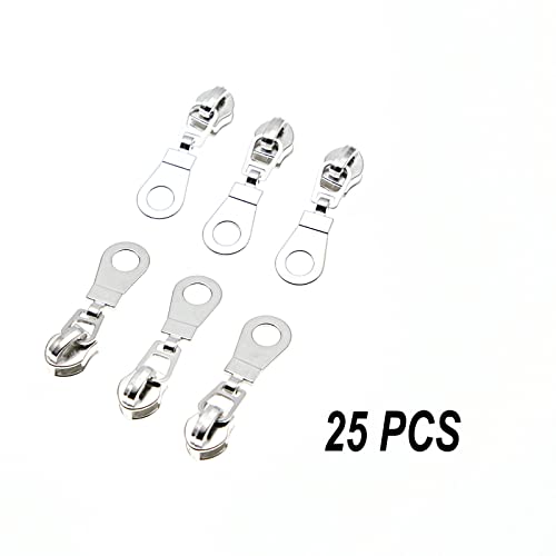 5 Metallic Silver Nylon Coil Zippers by The Yard Bulk 10 Yards Wine Color Zipper Tape with 25pcs Silver Sliders for DIY Sewing Tailor Craft Bag