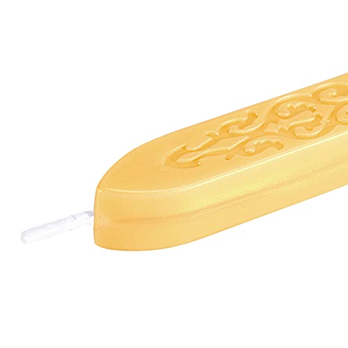 5Pcs Gold Sealing Wax Sticks with Wicks for Wax Seal Stamp (5 Count)