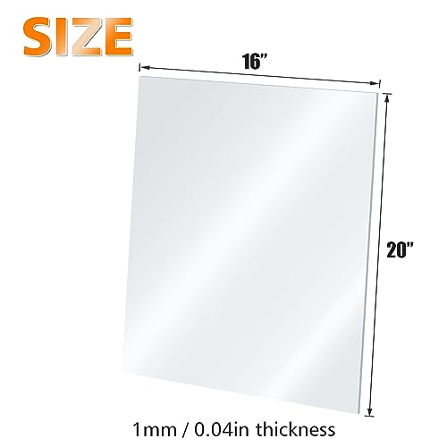 Plexiglass Sheets Acrylic Sheets 6 Pack of 16x20’’ 0.04 Thick Clear Plastic Cast Transparent Plexi Glass for Crafting Projects