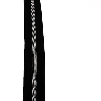 5 Silver Metallic Nylon Coil Zippers by The Yard Bulk 10 Yards Black Zipper Tape with 25pcs Silver Sliders for DIY Sewing Tailor Craft Bag