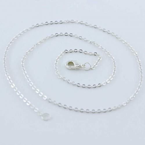 Wholesale 12 PCS Silver Plated Solid Brass Fine Flat Cable Chains Bulk for Jewelry Making 18