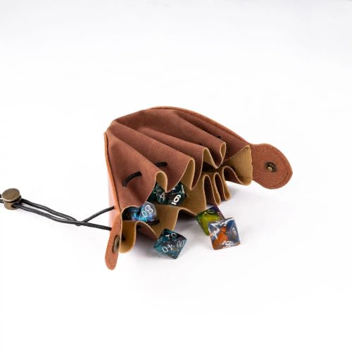 Brown Drawstring Dice Bag and Rolling Tray