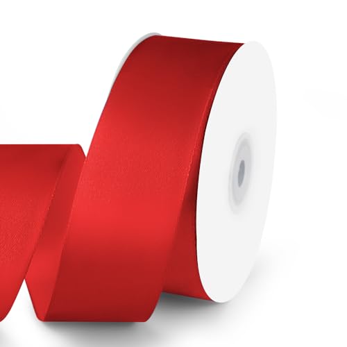 1-1/2" x 50 Yards Red Satin Ribbon Crafts Gift Wrapping (150 Foot)