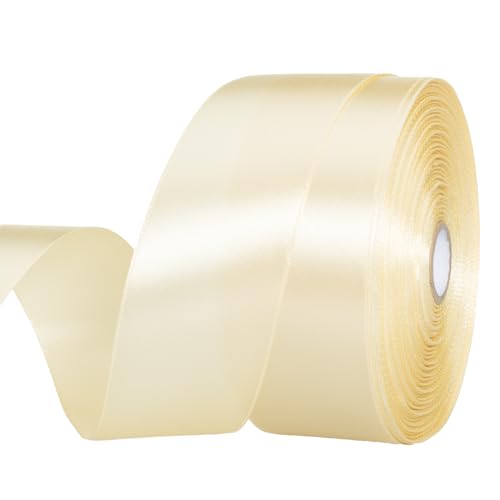 1 1 2 Inch Cream Yellow Solid Satin Ribbon for Gift Wrapping