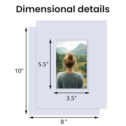 5 Pack Acid Free 8x10 White Picture Mats Board Kit for 4x6