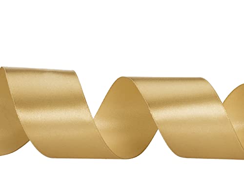1 1 2 Inch Champaign Gold Solid Satin Ribbon for Gift Wrapping 50 Yds (150 Foot)