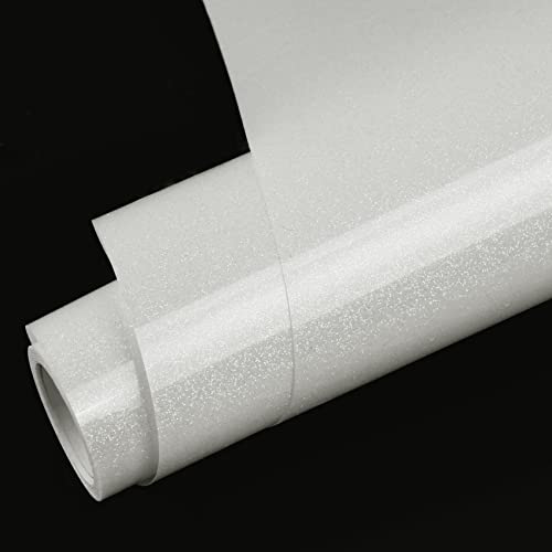 White Glitter HTV Heat Transfer Vinyl Roll 12 inch x 5 ft Iron on Vinyl for T Shirts Crafts