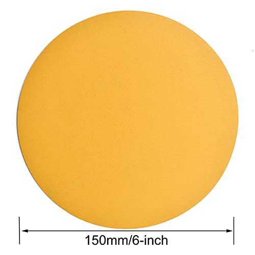 6-Inch No-Hole Hook and Loop Gold Sanding Discs 600-Grit, 100-Pack (100 Count)