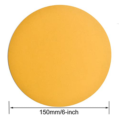 6-Inch No-Hole Hook and Loop Gold Sanding Discs 600-Grit, 100-Pack (100 Count)
