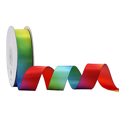 Rainbow Ribbon Satin Ribbon 1 inch Rainbow Satin Ribbons Colored Ribbons for Crafts Gift Wrapping Pride Birthday Party Decoration DIY Hair Bows (75 Foot)