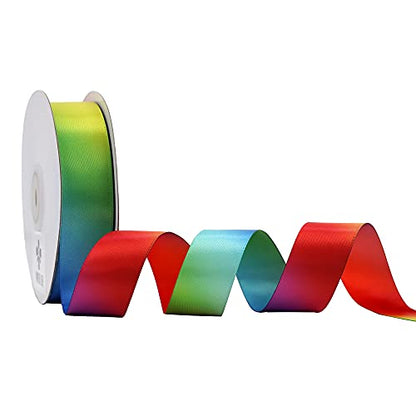 Rainbow Ribbon Satin Ribbon 1 inch Rainbow Satin Ribbons Colored Ribbons for Crafts Gift Wrapping Pride Birthday Party Decoration DIY Hair Bows (75 Foot)