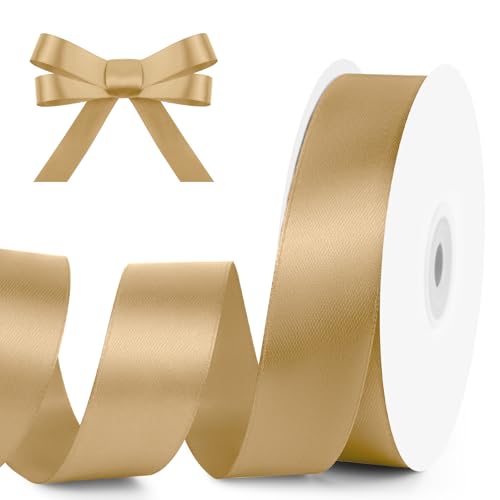 1" x 50 Yards Champagne Gold Satin Ribbon Crafts Gift Wrapping