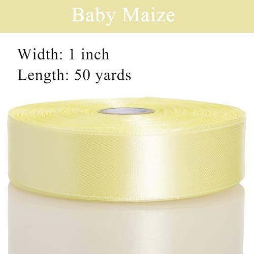 1 Inch Baby Maize Solid Satin Ribbon for Gift Wrapping