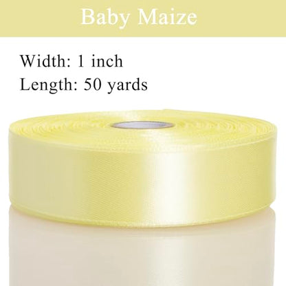 1 Inch Baby Maize Solid Satin Ribbon for Gift Wrapping