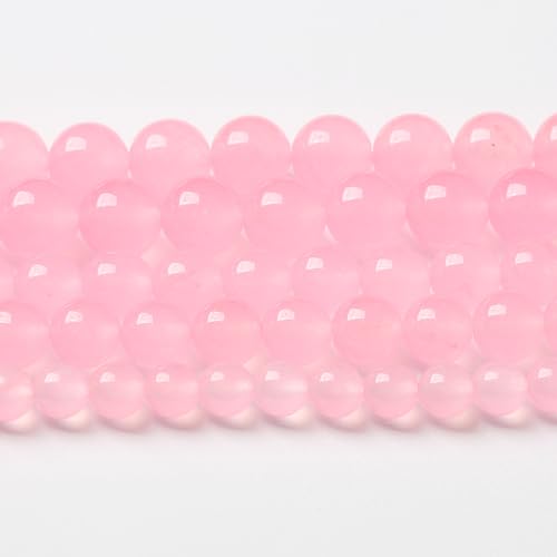 45pcs Natural Light Pink Chalcedony Stone Beads for Jewelry Making