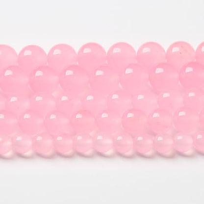 45pcs Natural Light Pink Chalcedony Stone Beads for Jewelry Making
