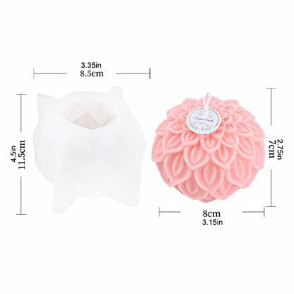 Nasturtium Ball Candle Silicone Mold Lotus Petal Flower Soap Mold for Fondant