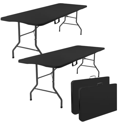 2 Pack 5 Feet Portable Folding Table Black (2 Count)