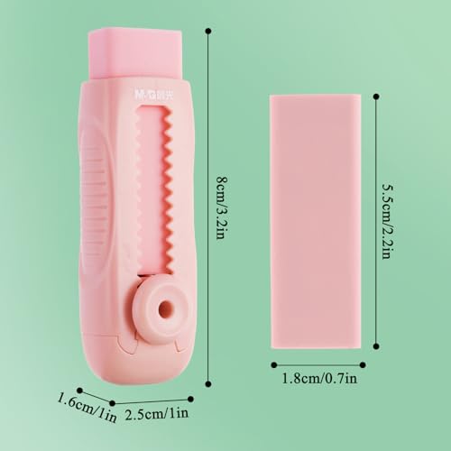 4+1 Pack Rubber Pink Erasers Sliding Retractable Eraser (5 Count)
