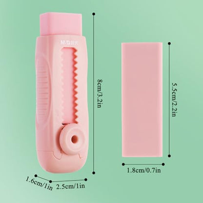 4+1 Pack Rubber Pink Erasers Sliding Retractable Eraser (5 Count)