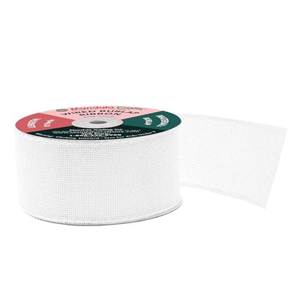 1 1 2 Inch Wide White Wired Burlap Ribbon for Crafts