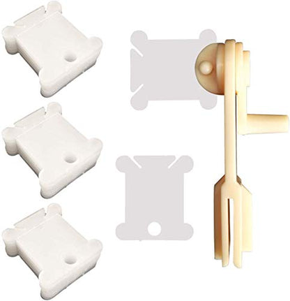 200 Pieces Plastic Floss Bobbins with Bobbin Winder for Cross Stitch Cotton Thread Craft DIY Sewing Storage