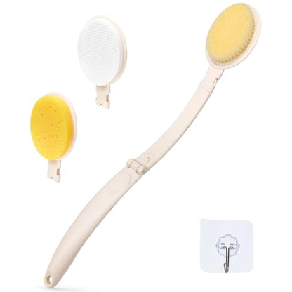 19" Long Handle Shower Sponge Brush Set