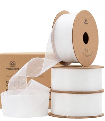 White Organza Ribbon 1" x 30 Yd Sheer Ribbon for Gift Wrapping (90 Foot)