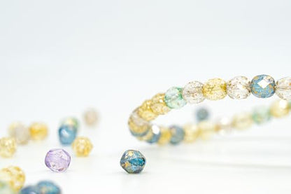 0.9 oz (25g) Mix of 280pcs 4mm Round Faceted Fire Polished Czech Glass Beads, Golden Shades (300 Count)