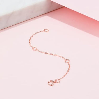 18K 750 Real Rose Gold Extender for Necklace Bracelet Anklet Extenders for Jewelry Gold Extension for Women Men Durable Adjustable Chain Accessories 3.54Inch