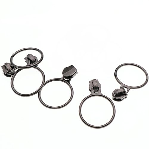 5 Black Nickel Metallic Nylon Coil Teeth Zippers by the Yard Bulk 10 Yards Black Zipper Tape with 25pcs Black Nickel Ring Pull Sliders for DIY Sewing Tailor Craft Bag