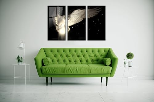 White Owl Tempered Glass Wall Art Painting for Living Room