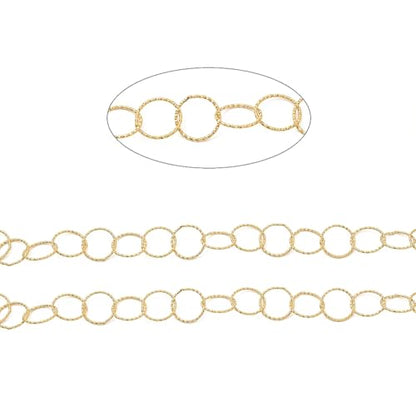 16.4 Feet(5m) 304 Stainless Steel Circle Chain Link Ring Rolo Chains Cable Big Ring Unfinished Golden Necklace Chains for Jewelry Making - 65x59mm