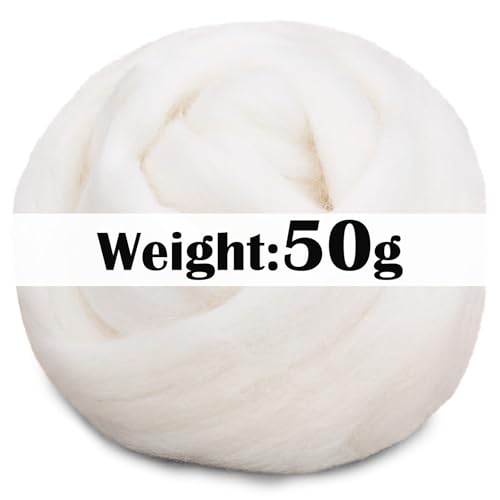 1.76oz Original White Natural Wool Roving