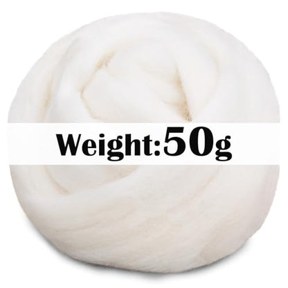 1.76oz Original White Natural Wool Roving