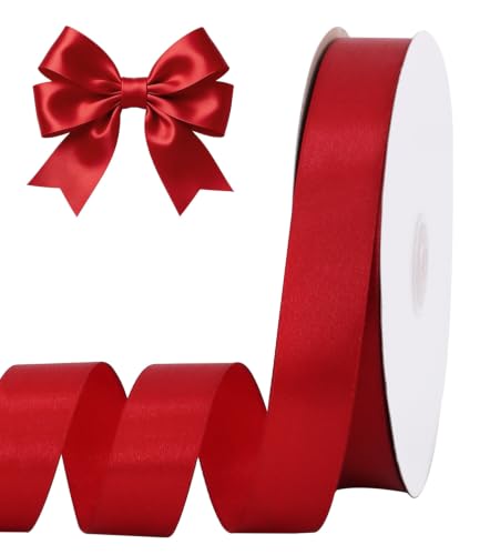 1 Inch x 100yds Claret Red Satin Ribbon
