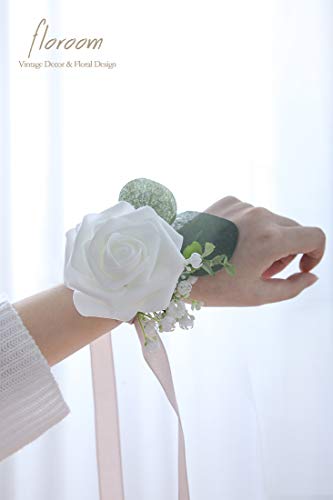 Artificial Flowers 25pcs Real Looking White Foam Fake Roses with Stems for DIY Wedding Bouquets Bridal Shower Centerpieces Floral Arrangements Party Tables Home Decorations (25 Count)