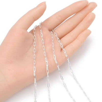 5 Feet Real Sterling Silver 3mm Paperclip Cable Chain Findings (5 Foot)