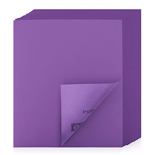 1000 Grit Sanding Sheets 20 PCS 9 x 11 Inch Purple Alumina (20 Count)