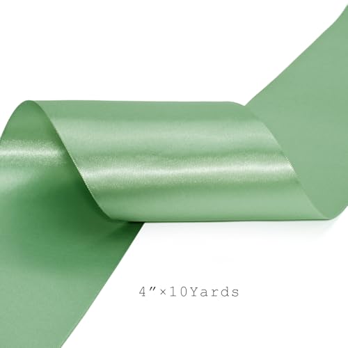 Sage Green Satin Ribbon 4 Inch x 10 Yards Double Faced
