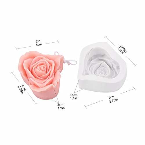 Love Rose Candle Silicone Mold Heart Flower Soap Mold Fondant Chocolate Candy Cake Mold Resin Polymer Clay Mould Valentine's Gift